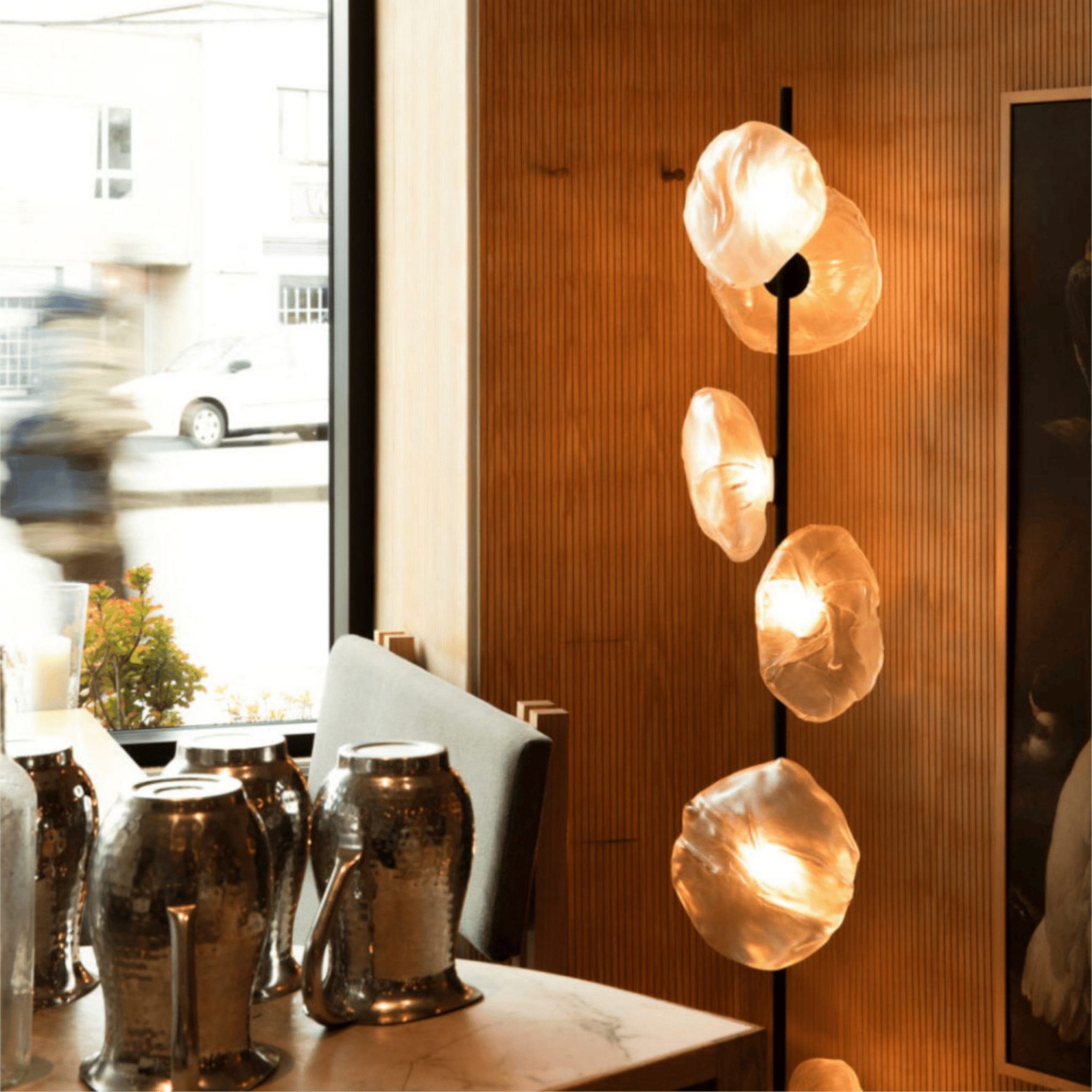 Ovolux Orb Floor Lamp – Modern Artistic Glass Floor Living Room Lamps Smoked Metal Decorative Lighting