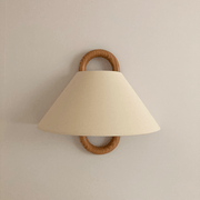 Nordic Loop Wall Lamp – Modern Wood Frame LED Fixture with Fabric Shade