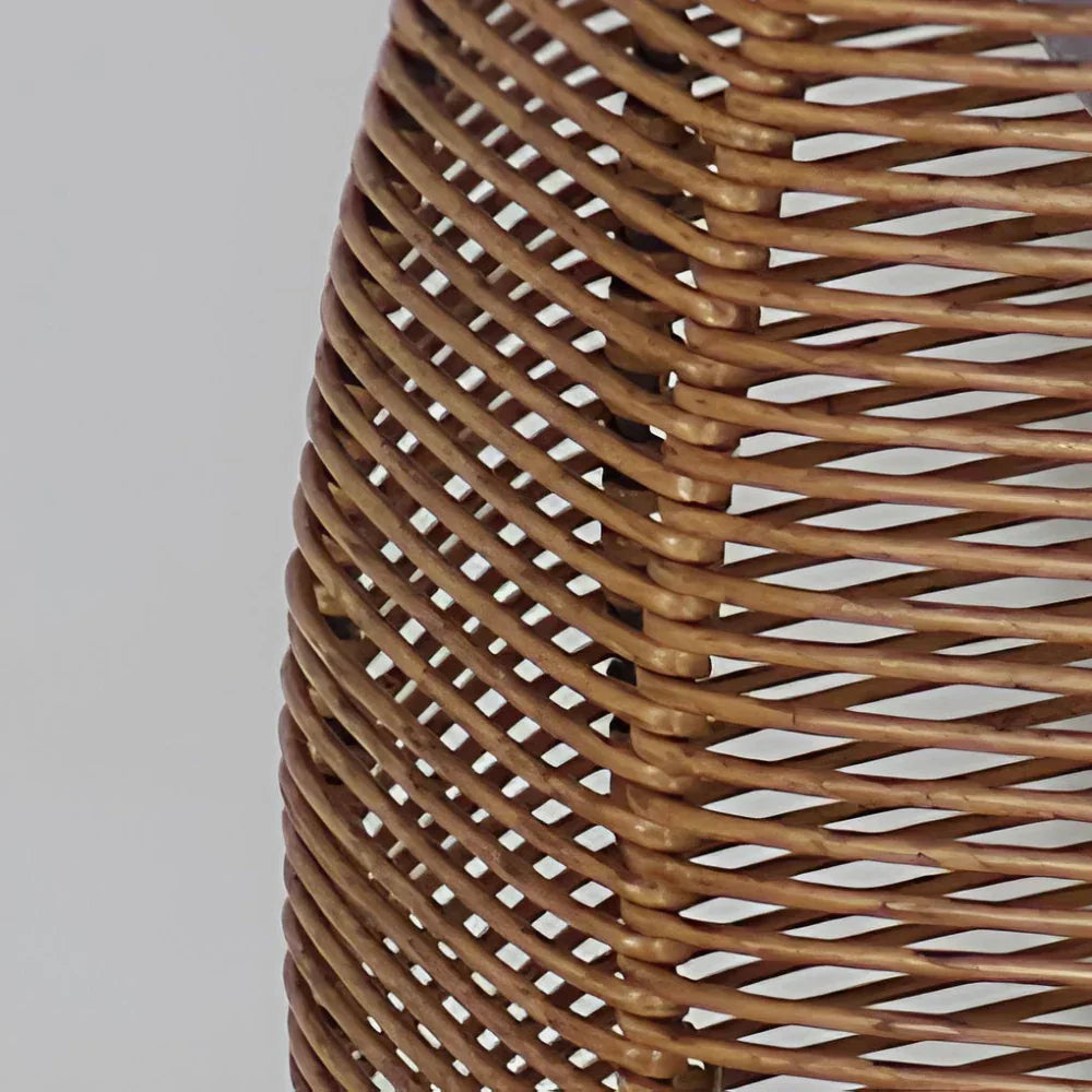 Rivven Woven Lantern – Decorative Metal Rattan Floor Table Lamp Candle Holder LED Lighting