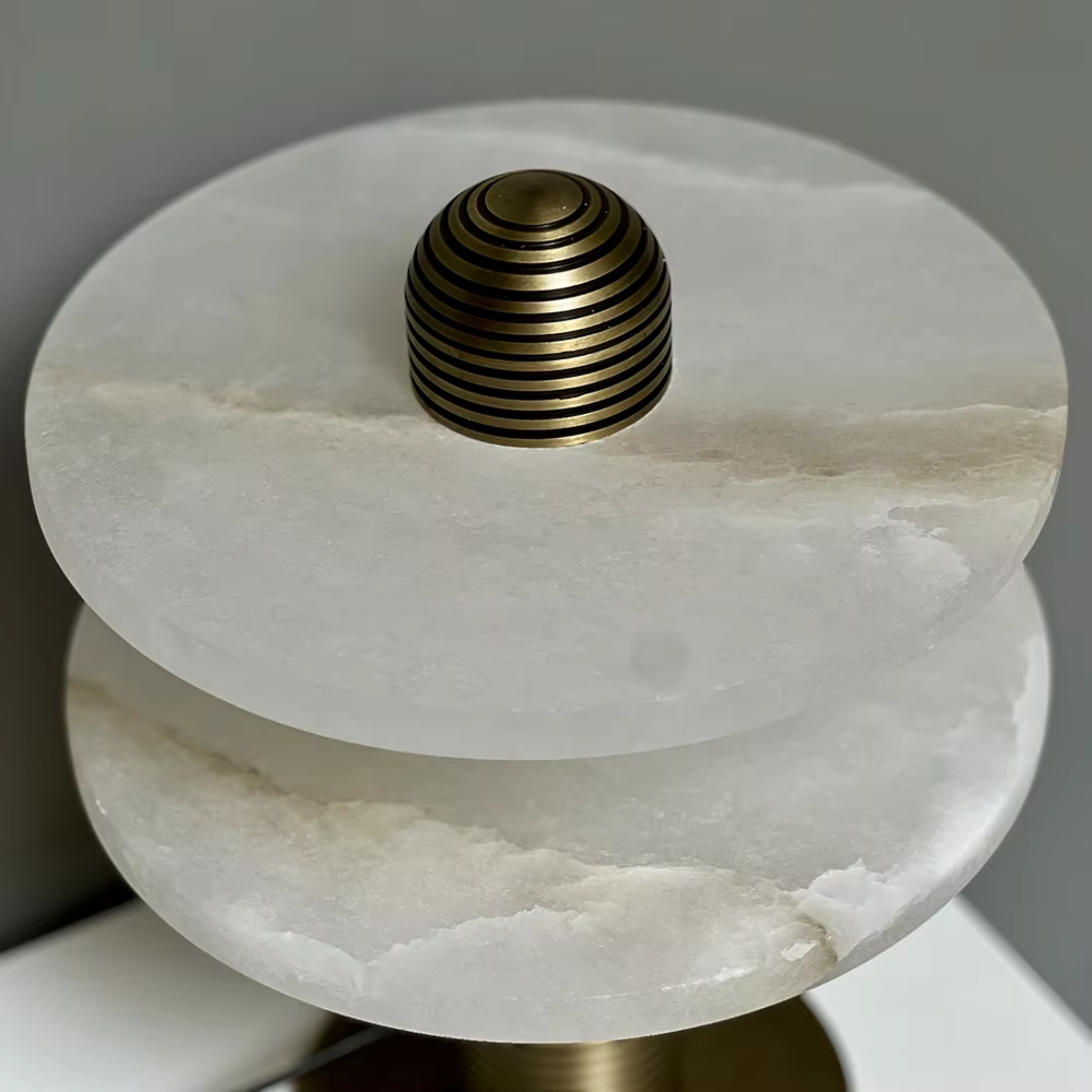 Stratum Marble Table Lamp – Modern Tiered Alabaster Brass Living Room Bedroom Decorative Lighting
