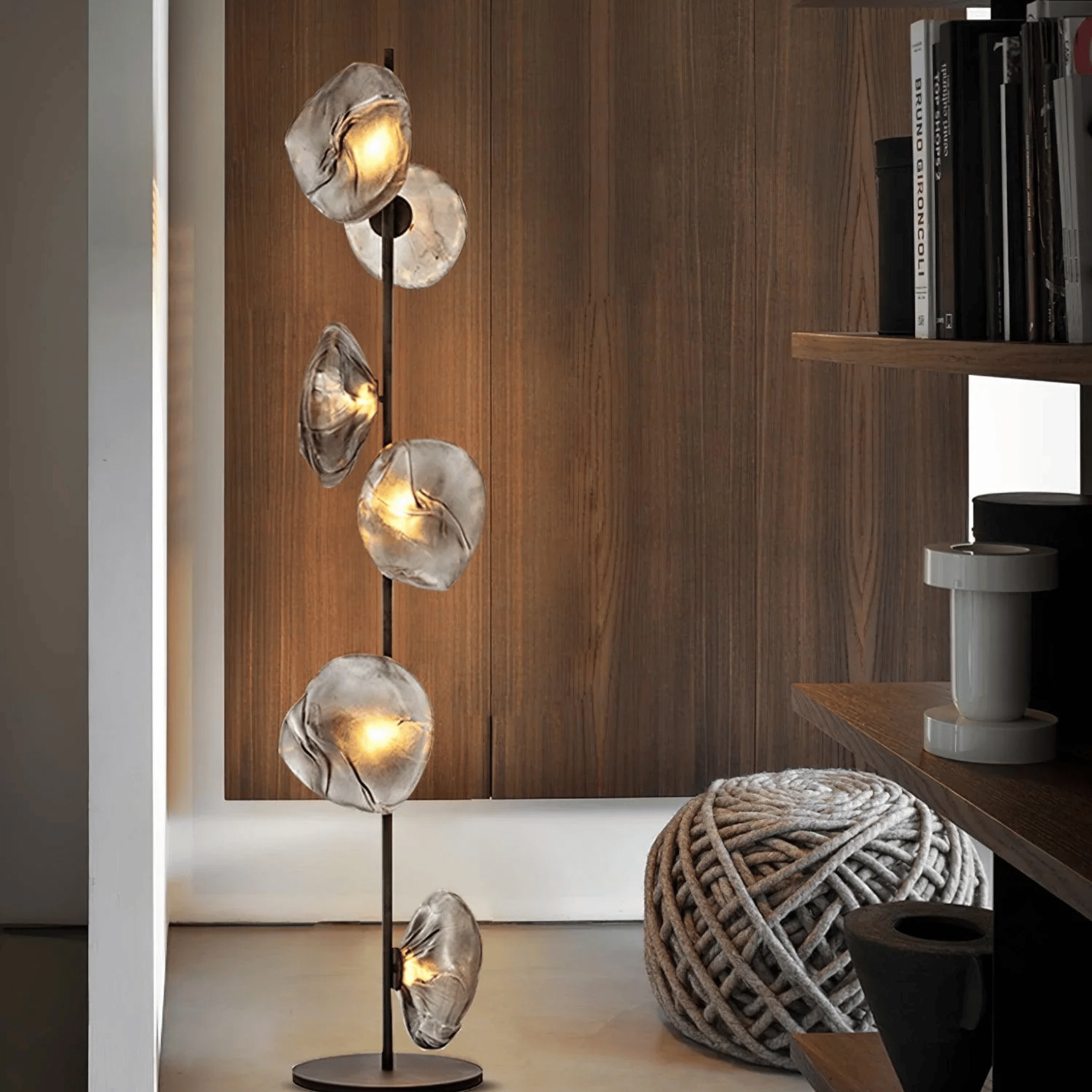Ovolux Orb Floor Lamp – Modern Artistic Glass Floor Living Room Lamps Smoked Metal Decorative Lighting