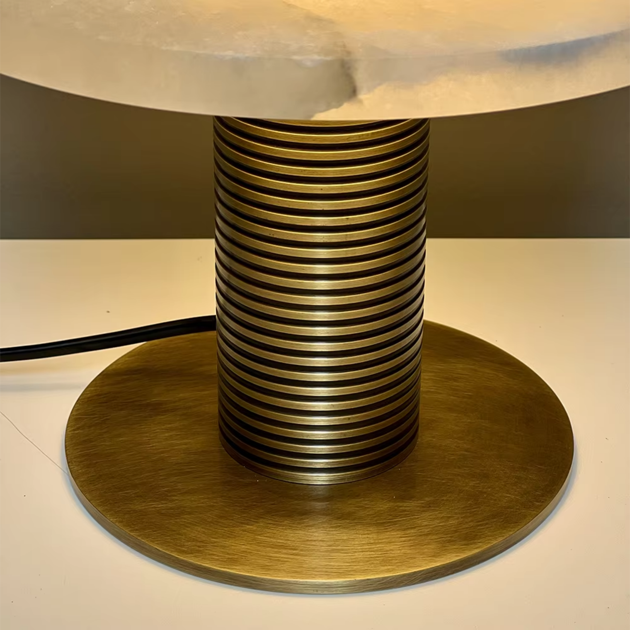 Stratum Marble Table Lamp – Modern Tiered Alabaster Brass Living Room Bedroom Decorative Lighting