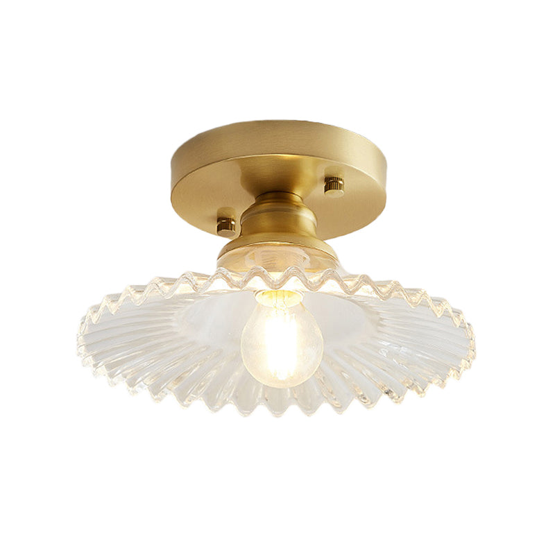 Petalo Ruffled Glass Semi-Flush Mount Light – Vintage Kitchen Hallway Ceiling Fixture