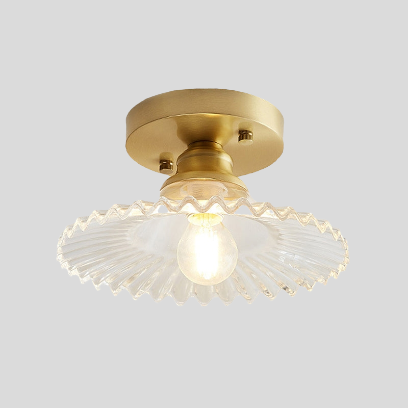 Petalo Ruffled Glass Semi-Flush Mount Light – Vintage Kitchen Hallway Ceiling Fixture