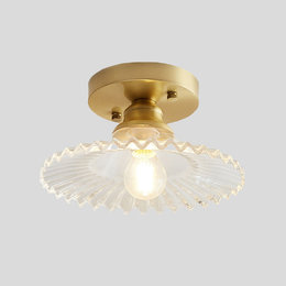 Petalo Ruffled Glass Semi-Flush Mount Light – Vintage Kitchen Hallway Ceiling Fixture