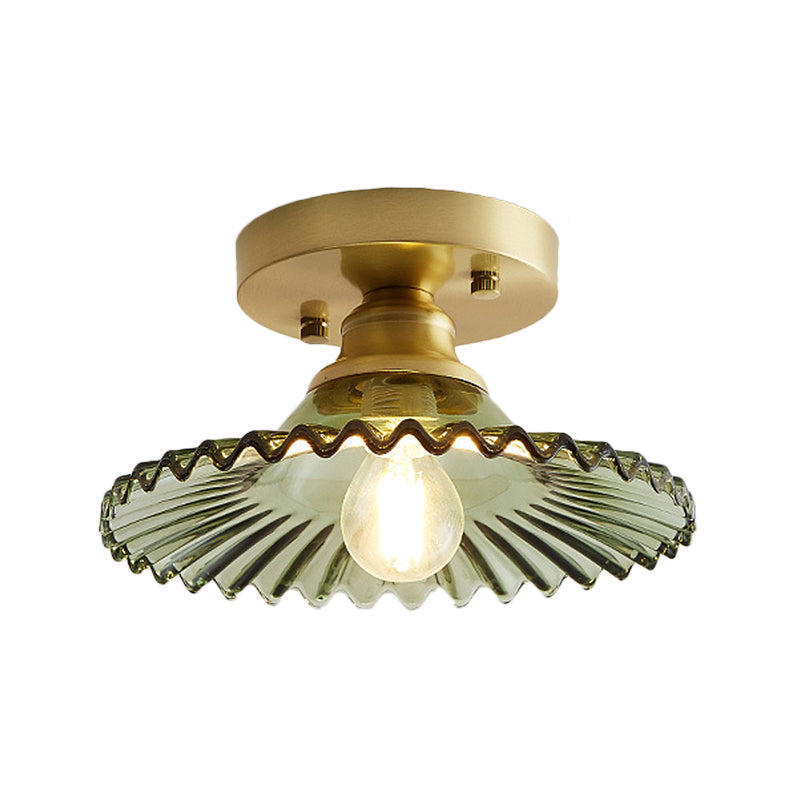 Petalo Ruffled Glass Semi-Flush Mount Light – Vintage Kitchen Hallway Ceiling Fixture