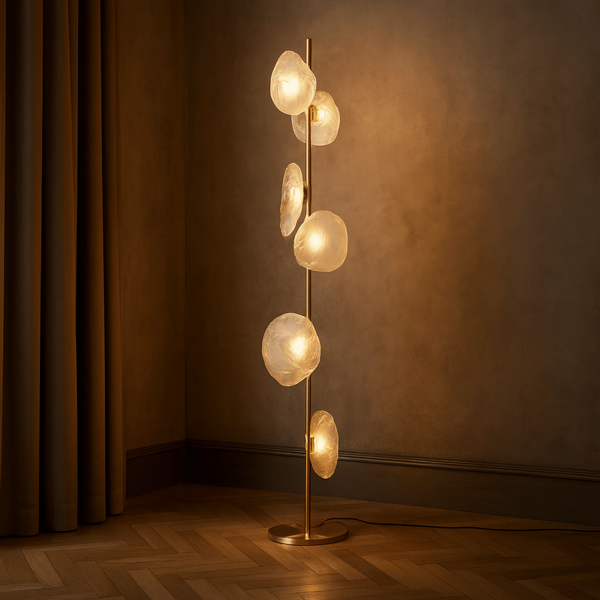 Ovolux Orb Floor Lamp – Modern Artistic Glass Floor Living Room Lamps Smoked Metal Decorative Lighting