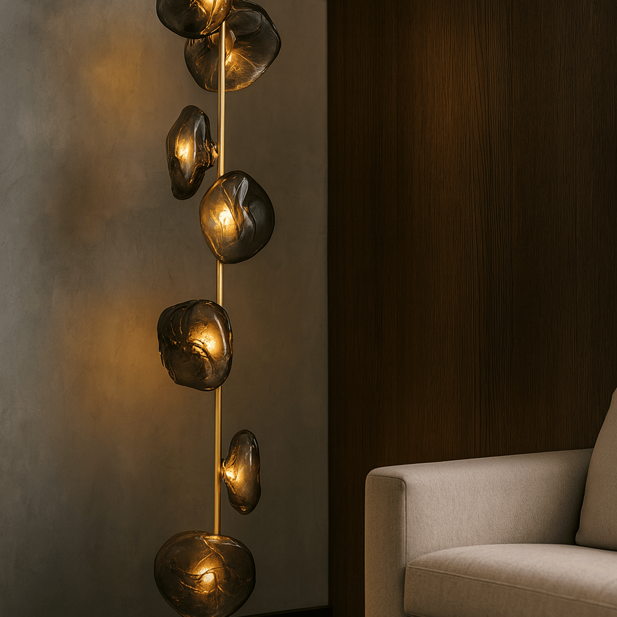 Ovolux Orb Floor Lamp – Modern Artistic Glass Floor Living Room Lamps Smoked Metal Decorative Lighting