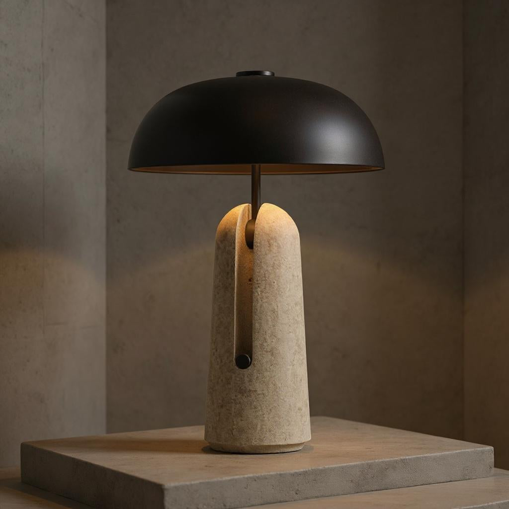 Stone Base Dome Table Lamp – Modern Ambient Bedside Light