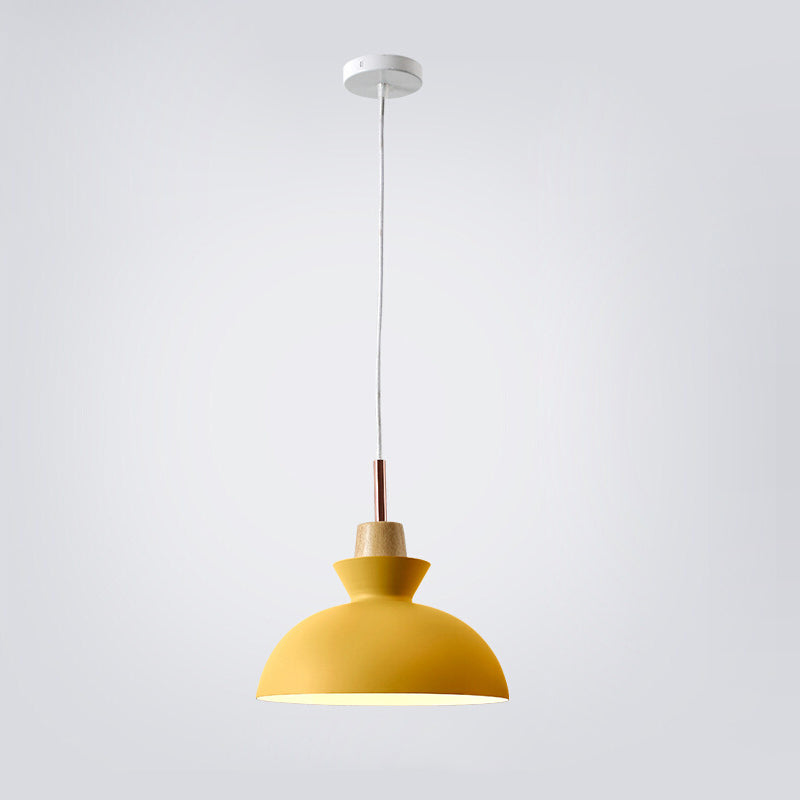 Scandinavian Wood Accent Pendant Light – Modern Minimalist LED Ceiling Fixture