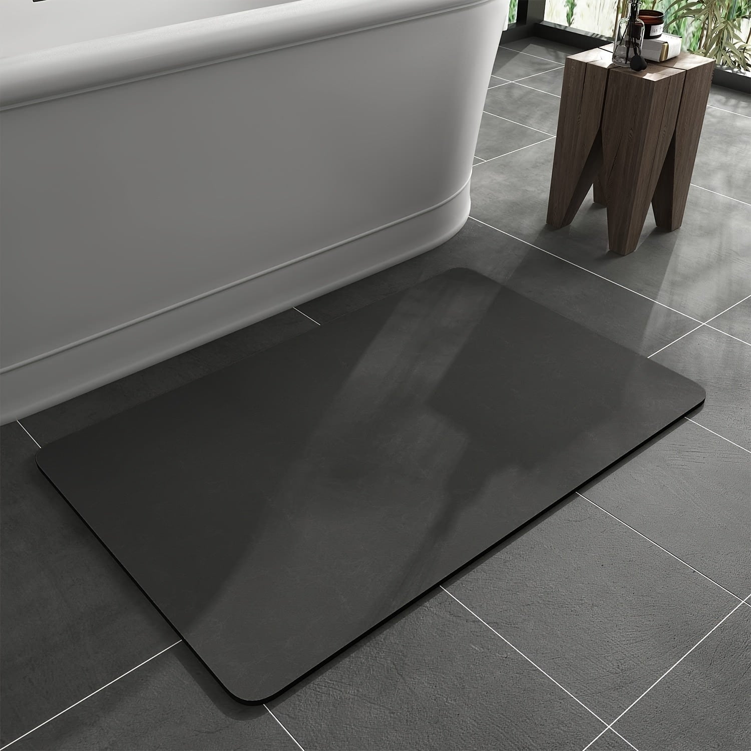 Mervaux Diatomite Bath Mat – Quick Dry Non Slip Absorbent Bathroom Floor Rug Modern Shower Waterproof