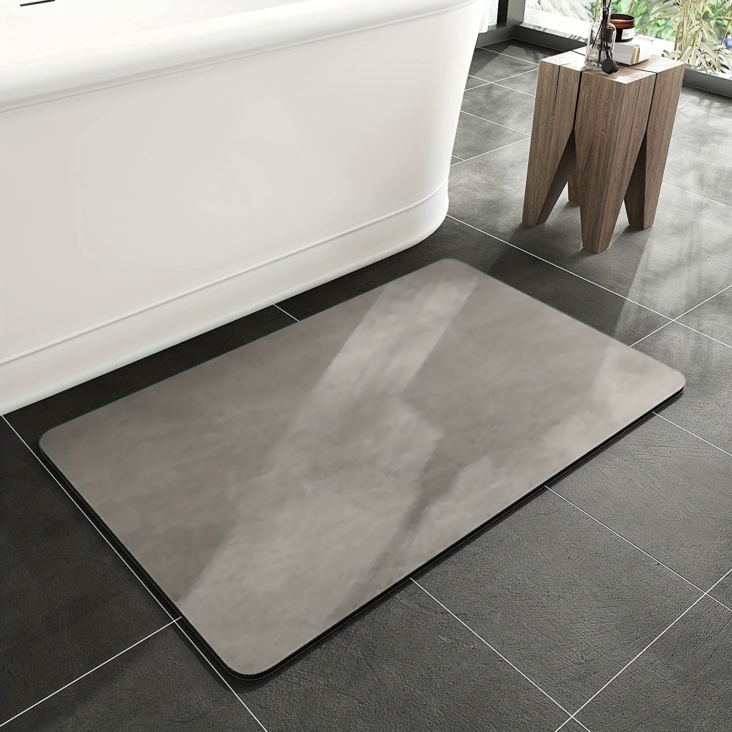 Mervaux Diatomite Bath Mat – Quick Dry Non Slip Absorbent Bathroom Floor Rug Modern Shower Waterproof