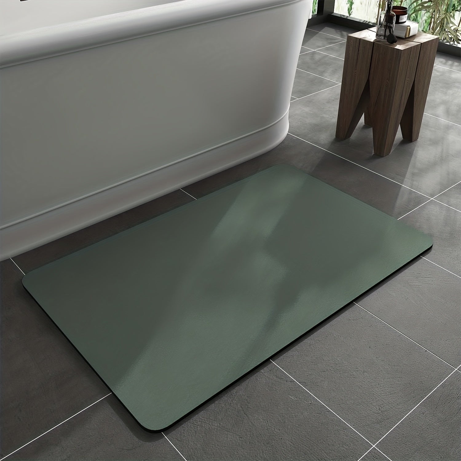 Mervaux Diatomite Bath Mat – Quick Dry Non Slip Absorbent Bathroom Floor Rug Modern Shower Waterproof