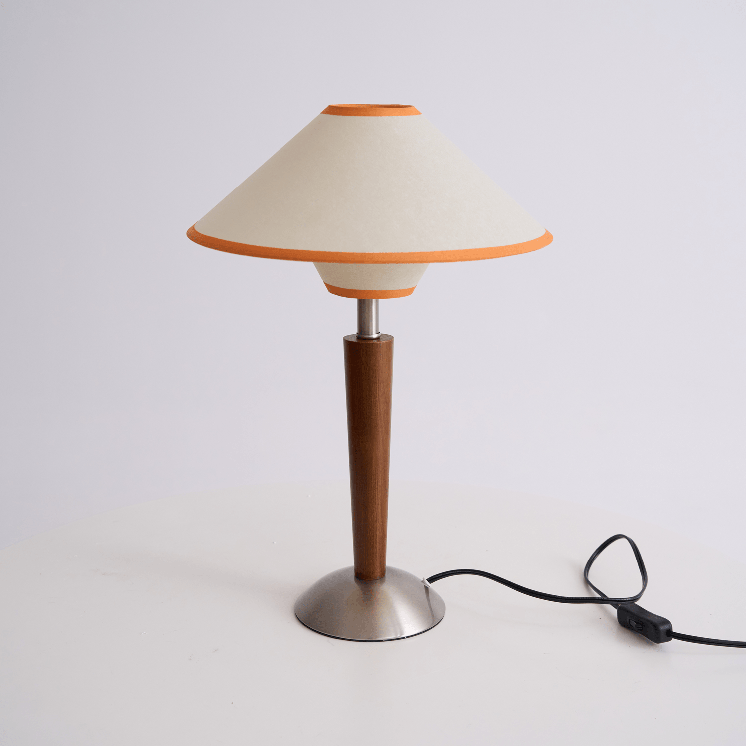 Talwood Dome Table Lamp – Oak Linen Shade Table Lighting Fixture