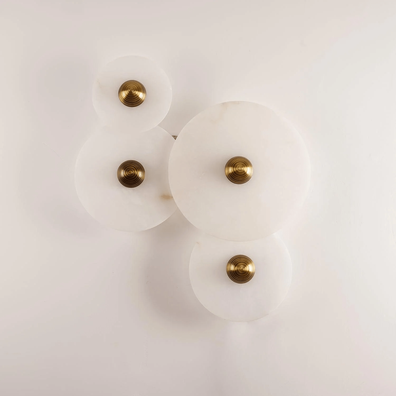 Halo Alabaster Disc Wall Lamp - Triple Round Stone Wall Light Feature
