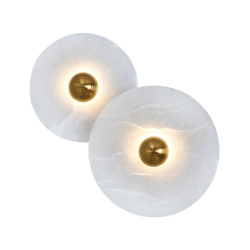 Halo Alabaster Disc Wall Lamp - Triple Round Stone Wall Light Feature