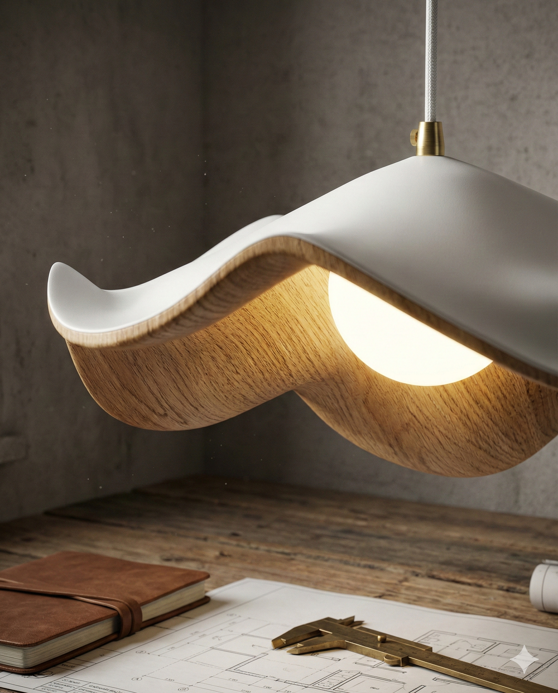 Meare Vayne Pendant Lamp – LED Water-Transfer Leaf Vein Pattern Architectural Interiors