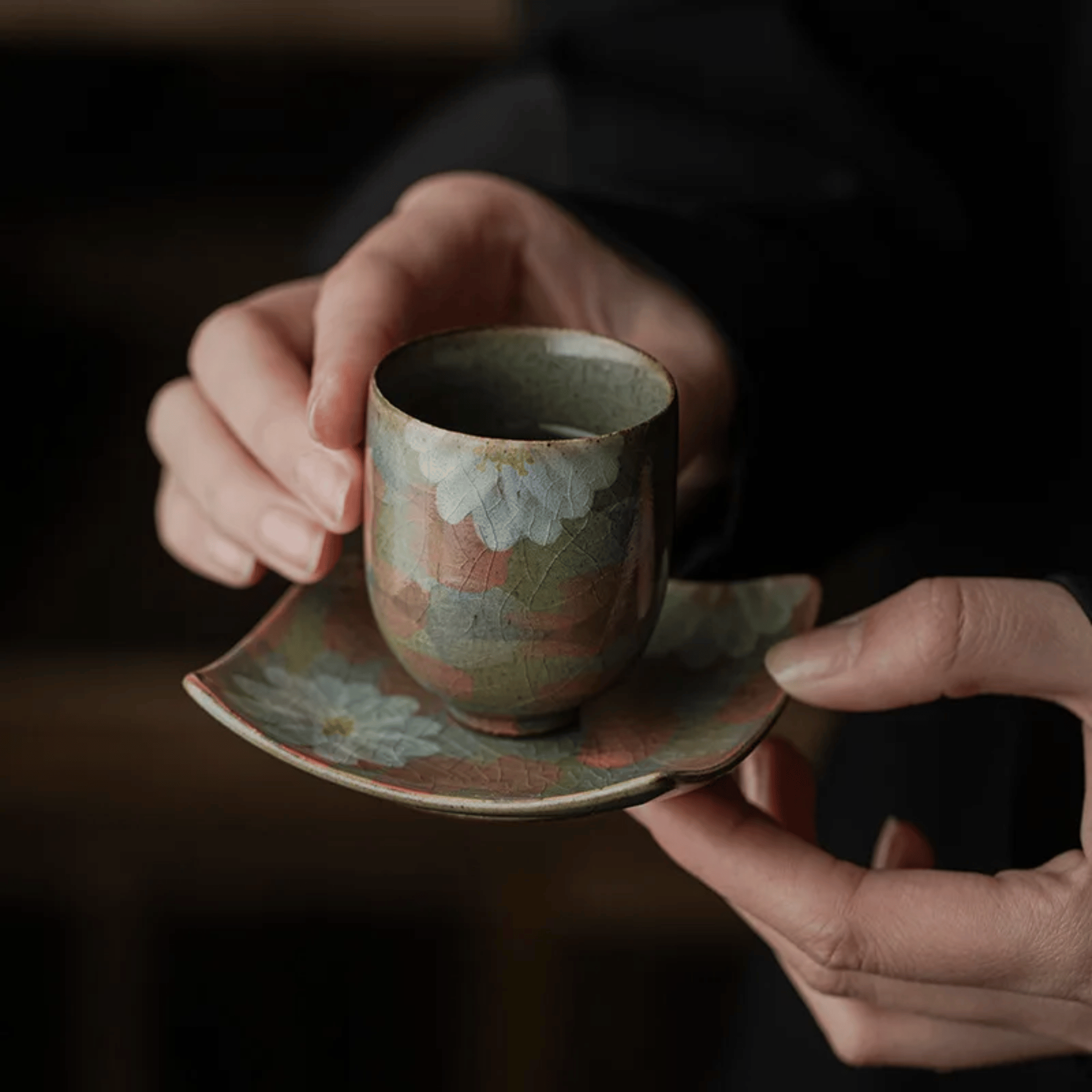Kōyō Ember Ceramic Teacup Set – Handcrafted Japanese Tea Cups Artisan Pottery Home Decor