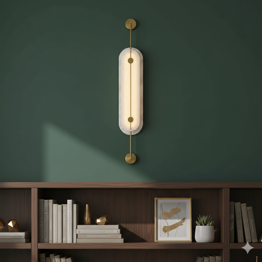 Veil Alabaster Wall Sconce – LED Oval Architectural Corridor Lighting Fixture Hallways
