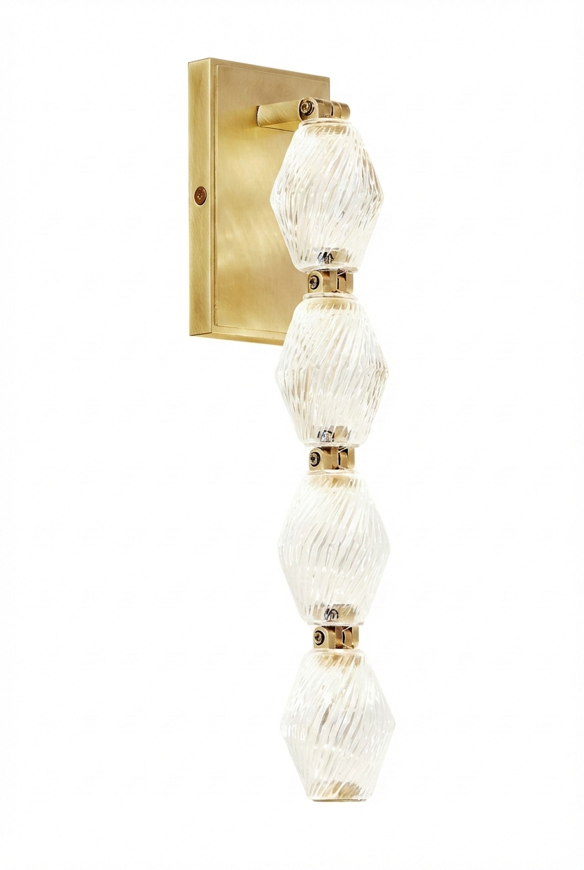 Aurelia Stacked Glass Wall Lamp – Modern Gold Vertical Bathroom Vanity Sconce Fixture