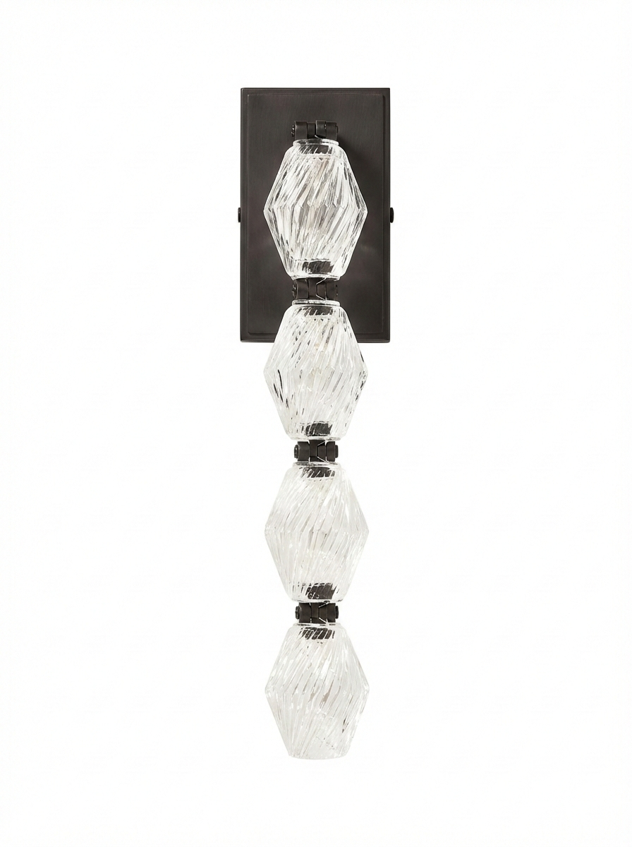Aurelia Stacked Glass Wall Lamp – Modern Gold Vertical Bathroom Vanity Sconce Fixture