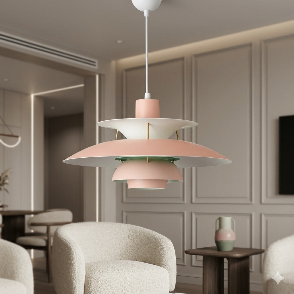 Stratova Tier Pendant Light – Modern White Metal Layered Ceiling Dining Room Kitchen Island Chandelier