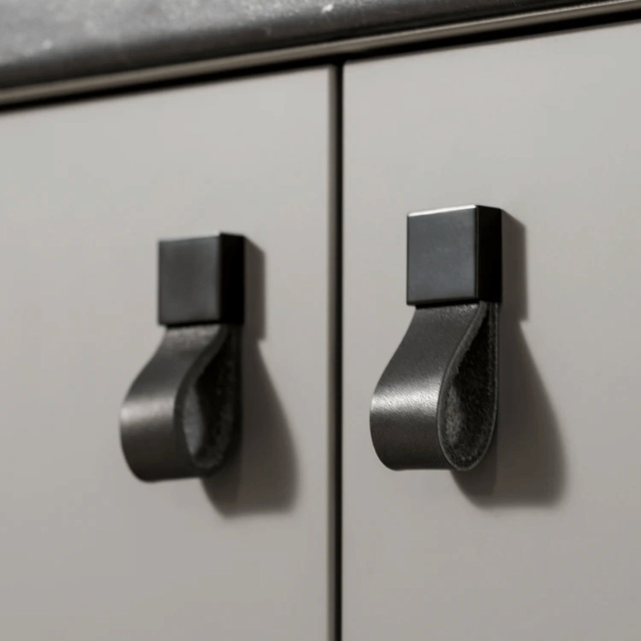 Cordova Leather Cabinet Pull – Brass Modern Drawer Handle Kitchen Bathroom Furniture Hardware