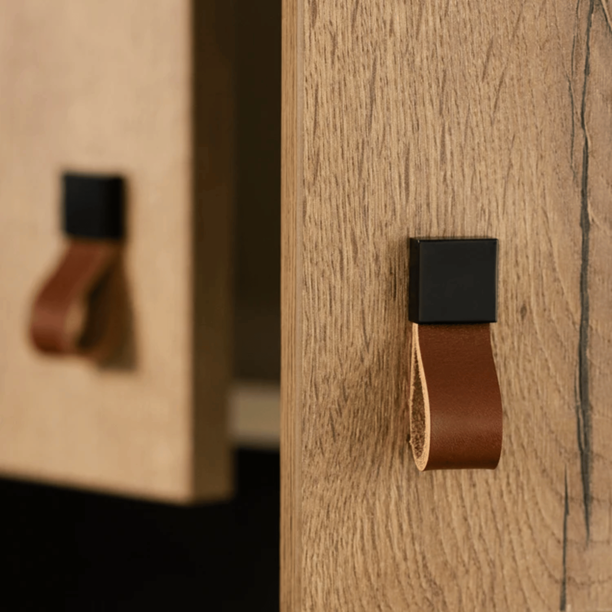 Cordova Leather Cabinet Pull – Brass Modern Drawer Handle Kitchen Bathroom Furniture Hardware