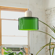 Glass Cylinder Pendant Light – Modern Colourful Hanging Fixture