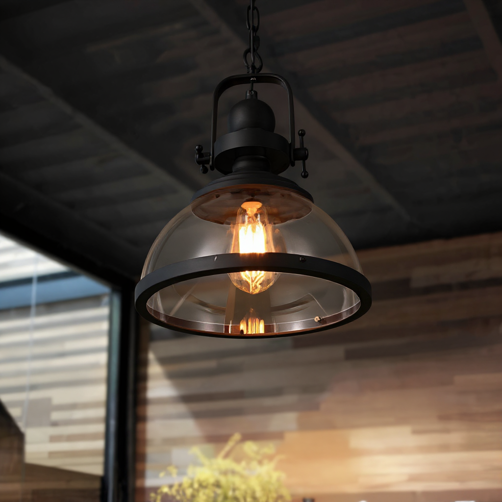 Harbor Dome Pendant Light – Vintage Glass Hanging Ceiling Fixture