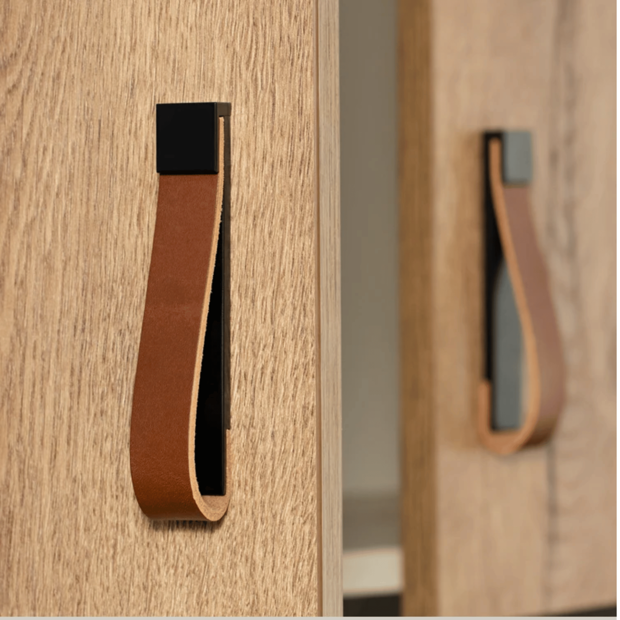 Cordova Leather Cabinet Pull – Brass Modern Drawer Handle Kitchen Bathroom Furniture Hardware