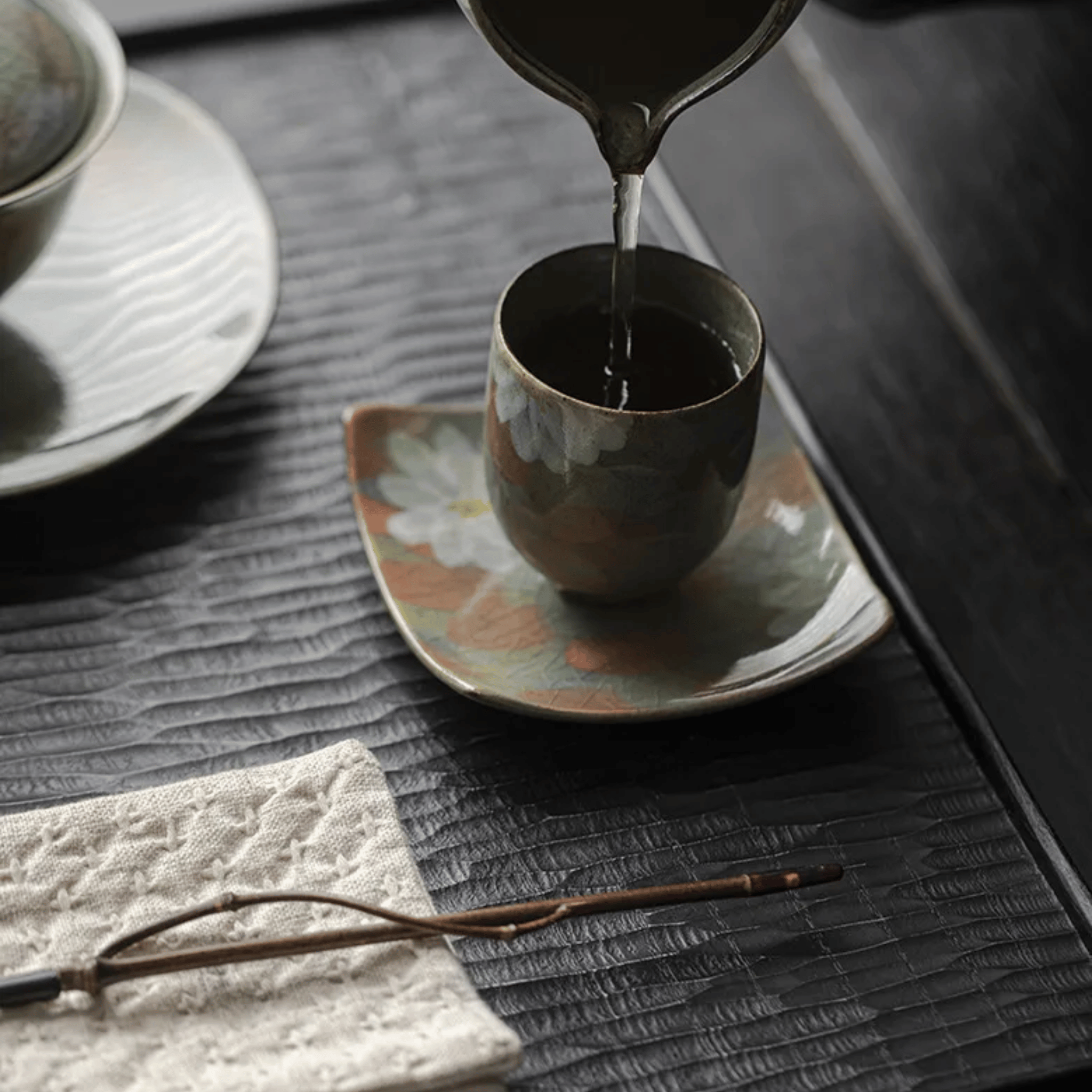 Kōyō Ember Ceramic Teacup Set – Handcrafted Japanese Tea Cups Artisan Pottery Home Decor