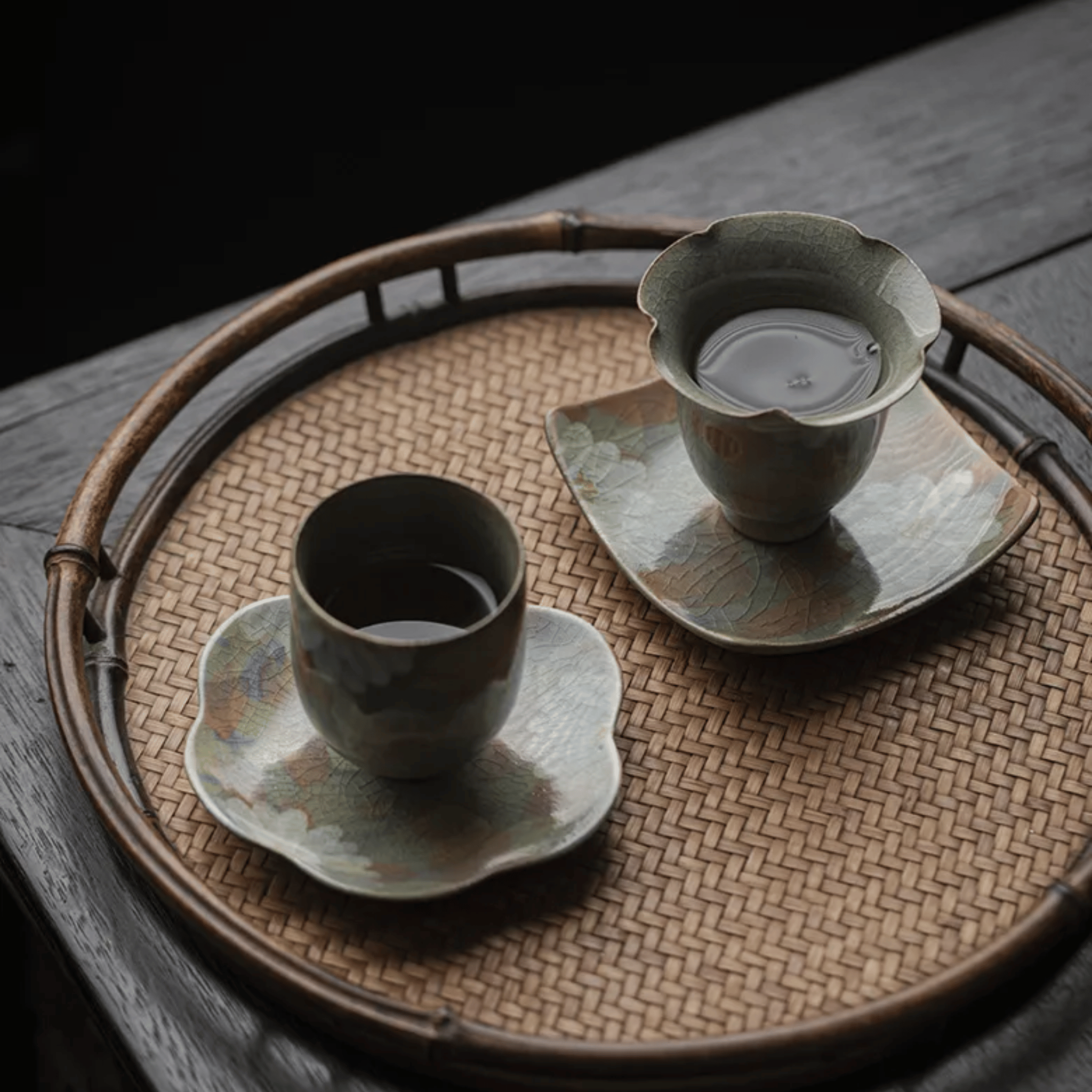 Kōyō Ember Ceramic Teacup Set – Handcrafted Japanese Tea Cups Artisan Pottery Home Decor
