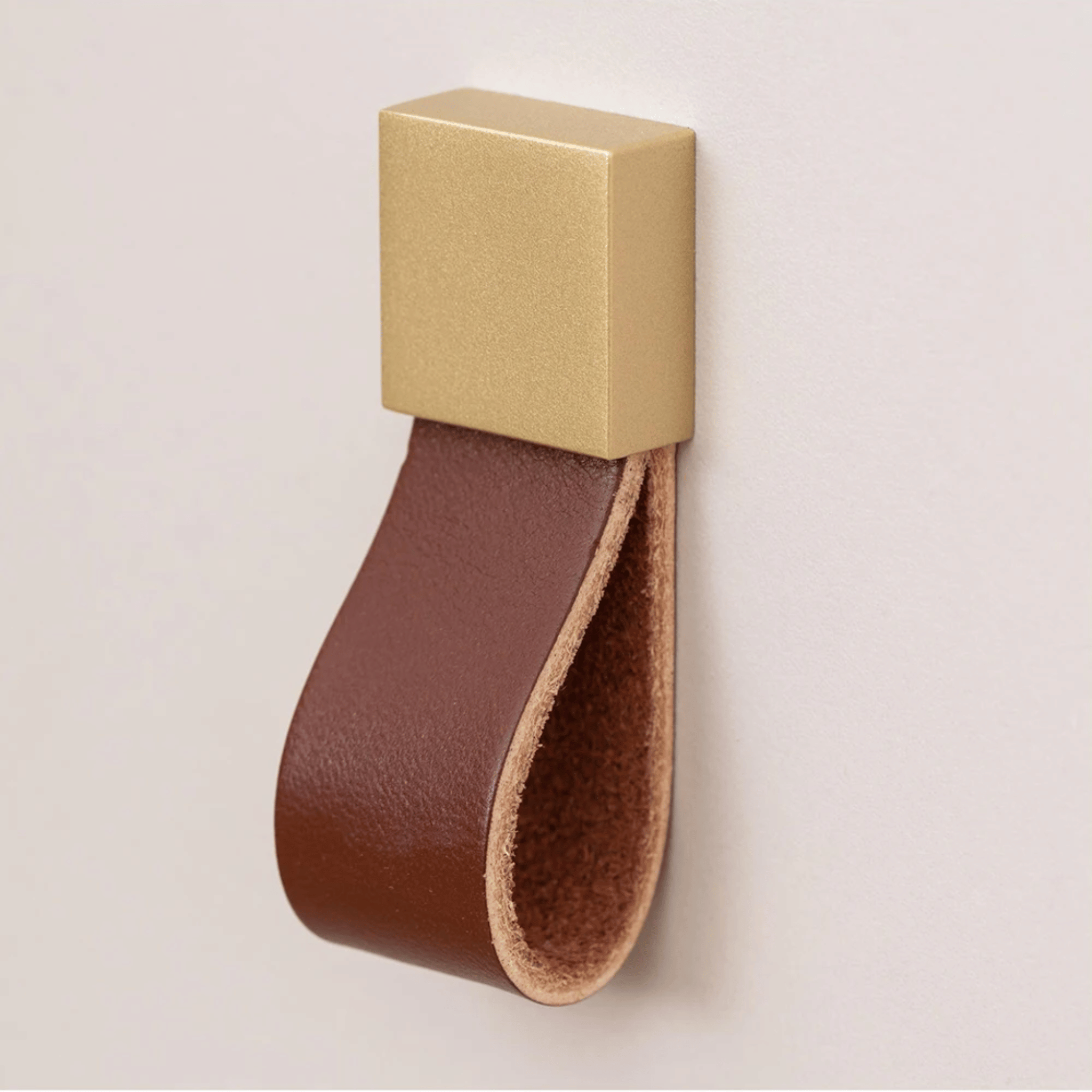 Cordova Leather Cabinet Pull – Brass Modern Drawer Handle Kitchen Bathroom Furniture Hardware
