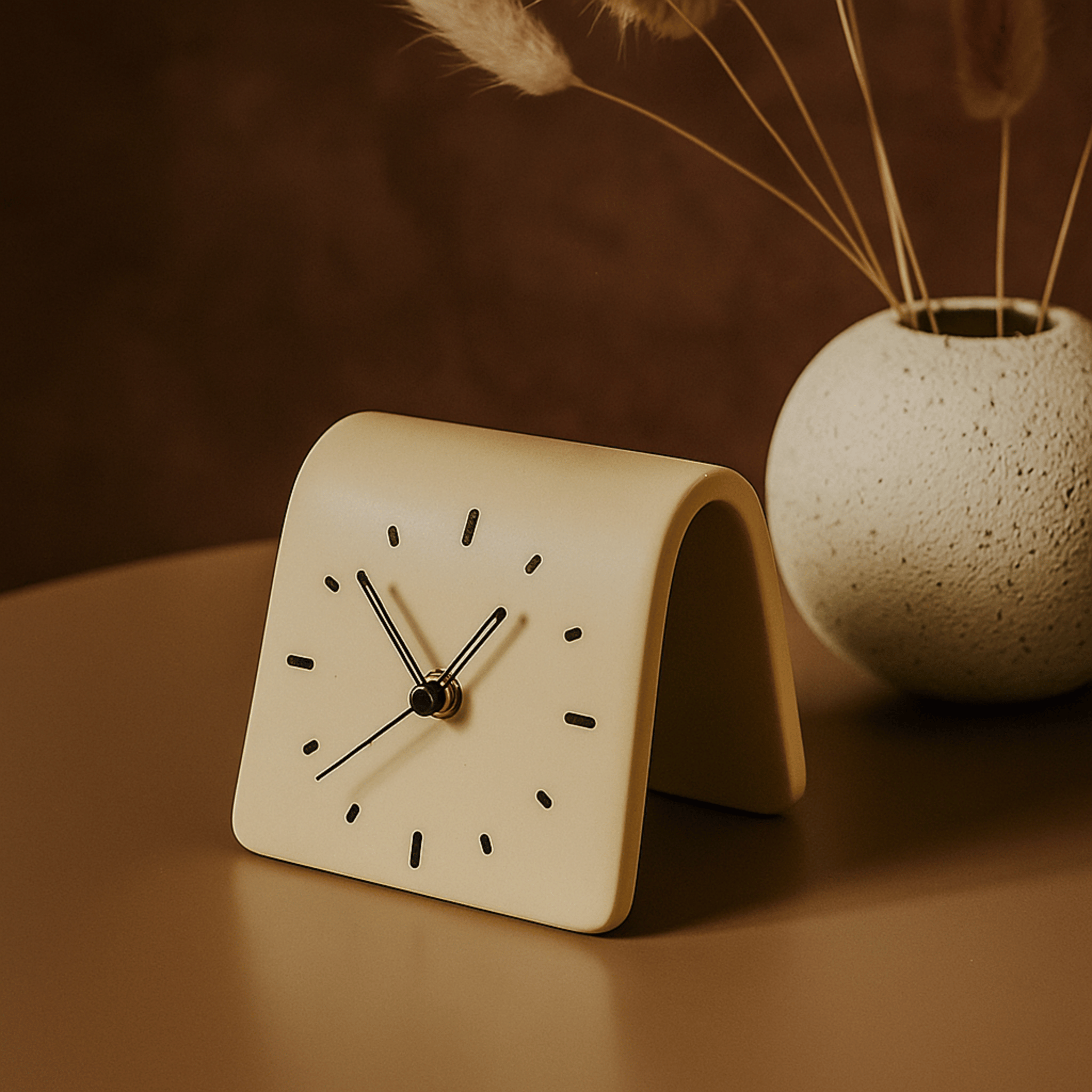 Tivara Arch Desk Clock – Modern Ceramic Decorative Table Clock Bedroom Living Room Nightstand