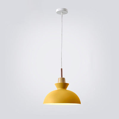 Scandinavian Wood Accent Pendant Light – Modern Minimalist LED Ceiling Fixture