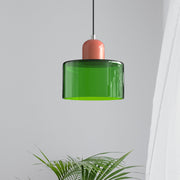 Glass Cylinder Pendant Light – Modern Colourful Hanging Fixture