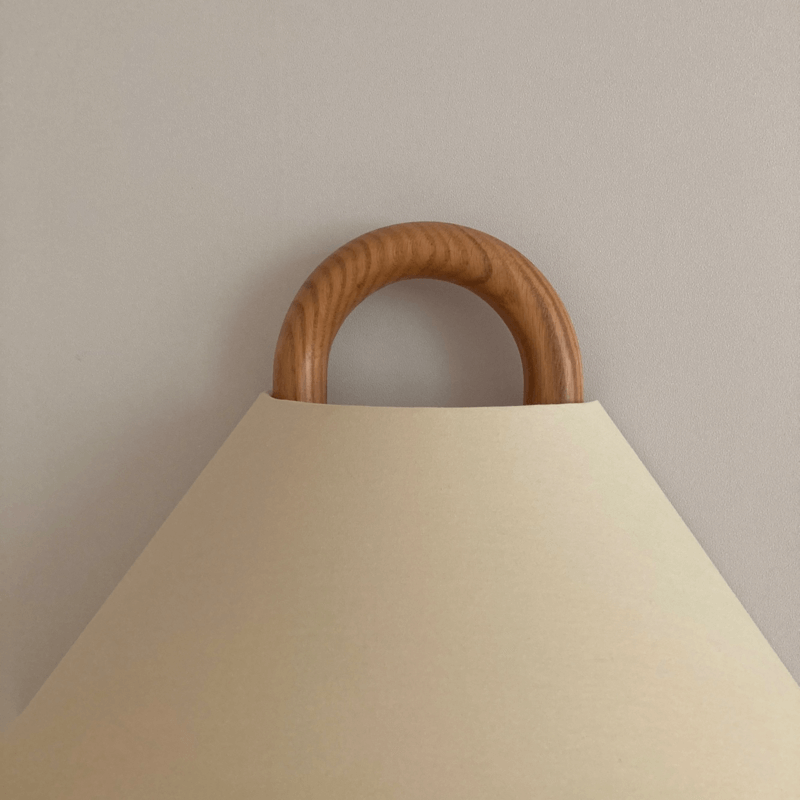 Nordic Loop Wall Lamp – Modern Wood Frame LED Fixture with Fabric Shade