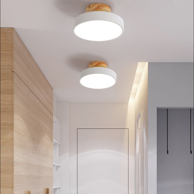 Nordic Wood Semi-Flush Ceiling Light – Minimalist LED Ceiling Fixture