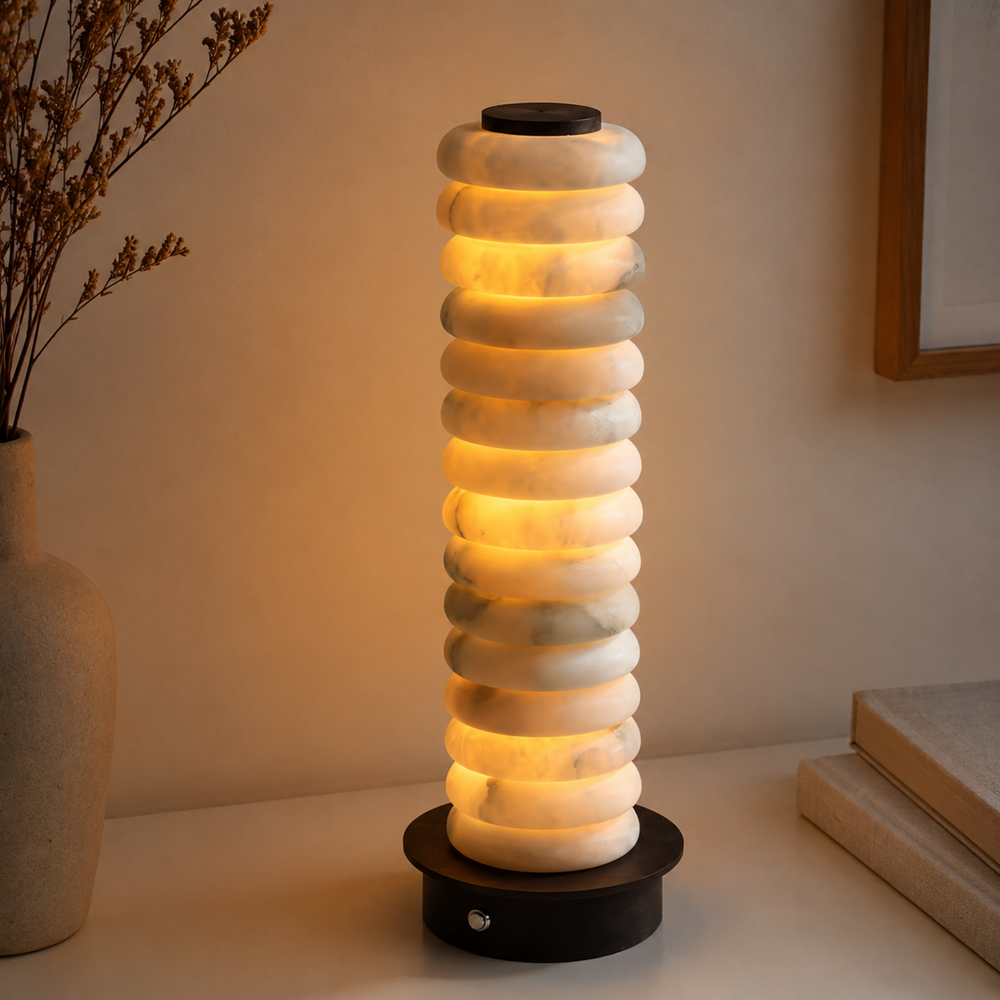 Stratos Marble Table Lamp – LED Decorative Living Room Bedroom Warm Ambient Cordless Rechargeable