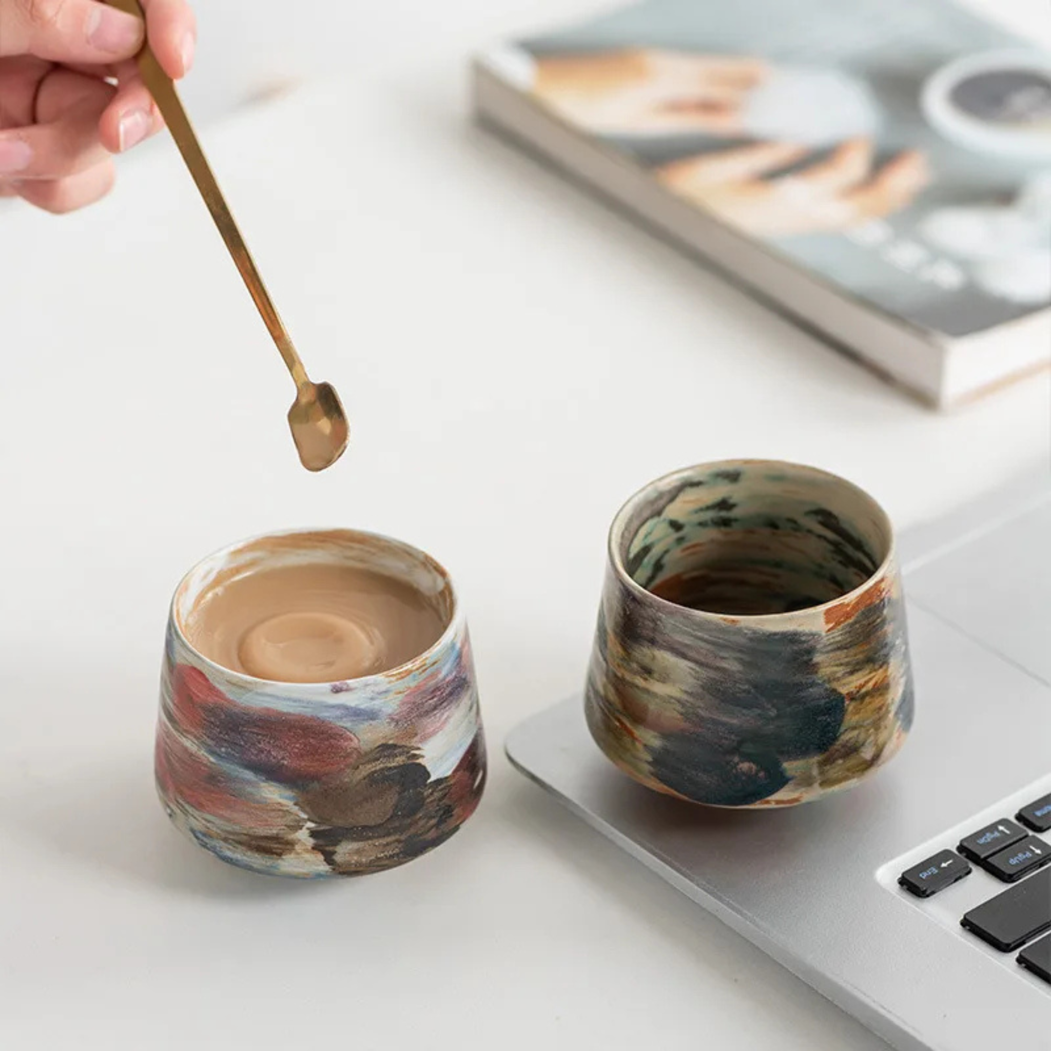 Paloma Ceramic Cup – Handcrafted Reactive Glaze Coffee Mug Latte Cup Artisan Pottery Drinkware