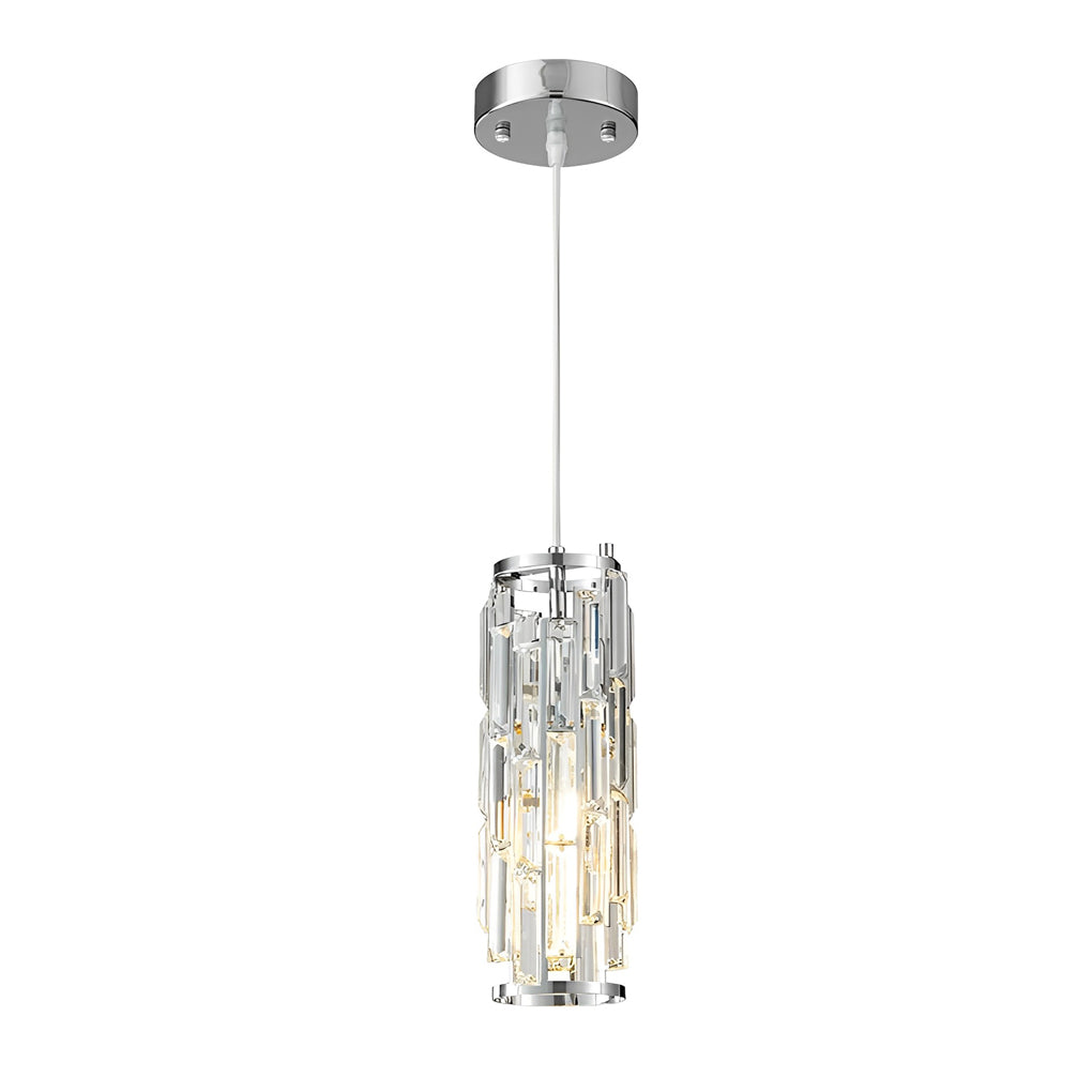 Prismatica Crystal Pendant Light – Cylindrical Kitchen Island Dining Room Chandelier Fixture