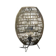 Woven Rattan Mesh Floor Lantern Lamp  – Waterproof LED Outdoor Patio Lamp