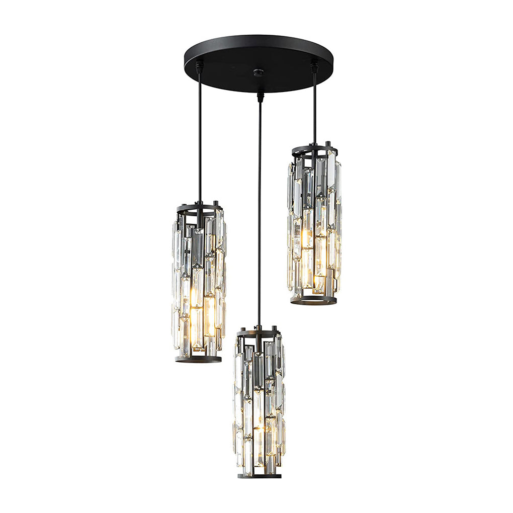 Prismatica Crystal Pendant Light – Cylindrical Kitchen Island Dining Room Chandelier Fixture
