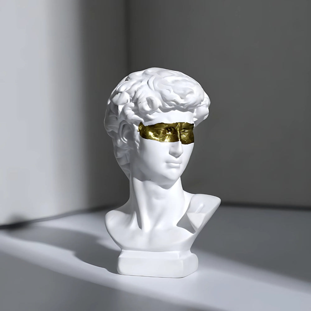 Obsidian Muse Sculpture – Classical Greek Statue Bust Black Gold Decorative Home Decor Living Room Bedroom