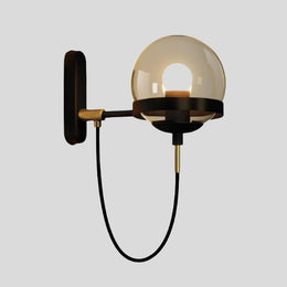 Corvano Globe Wall Sconce – Modern Wall Mounted Amber Glass Metal Decorative Lighting Hallway Bedroom