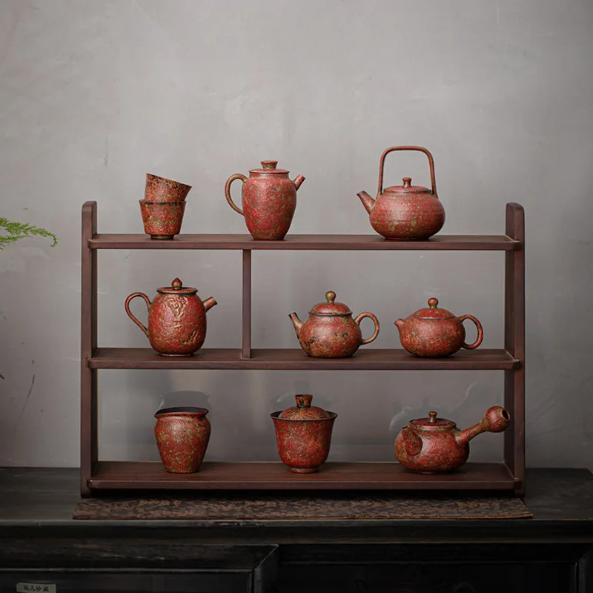 Caldex Display Shelf – Decorative Living Room Open Shelving Unit Wooden Storage Rack Tea Set