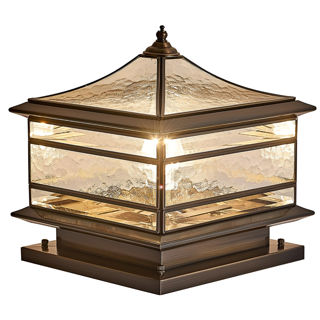 Textured Glass LED Pillar Lights – Waterproof Outdoor Fixtures