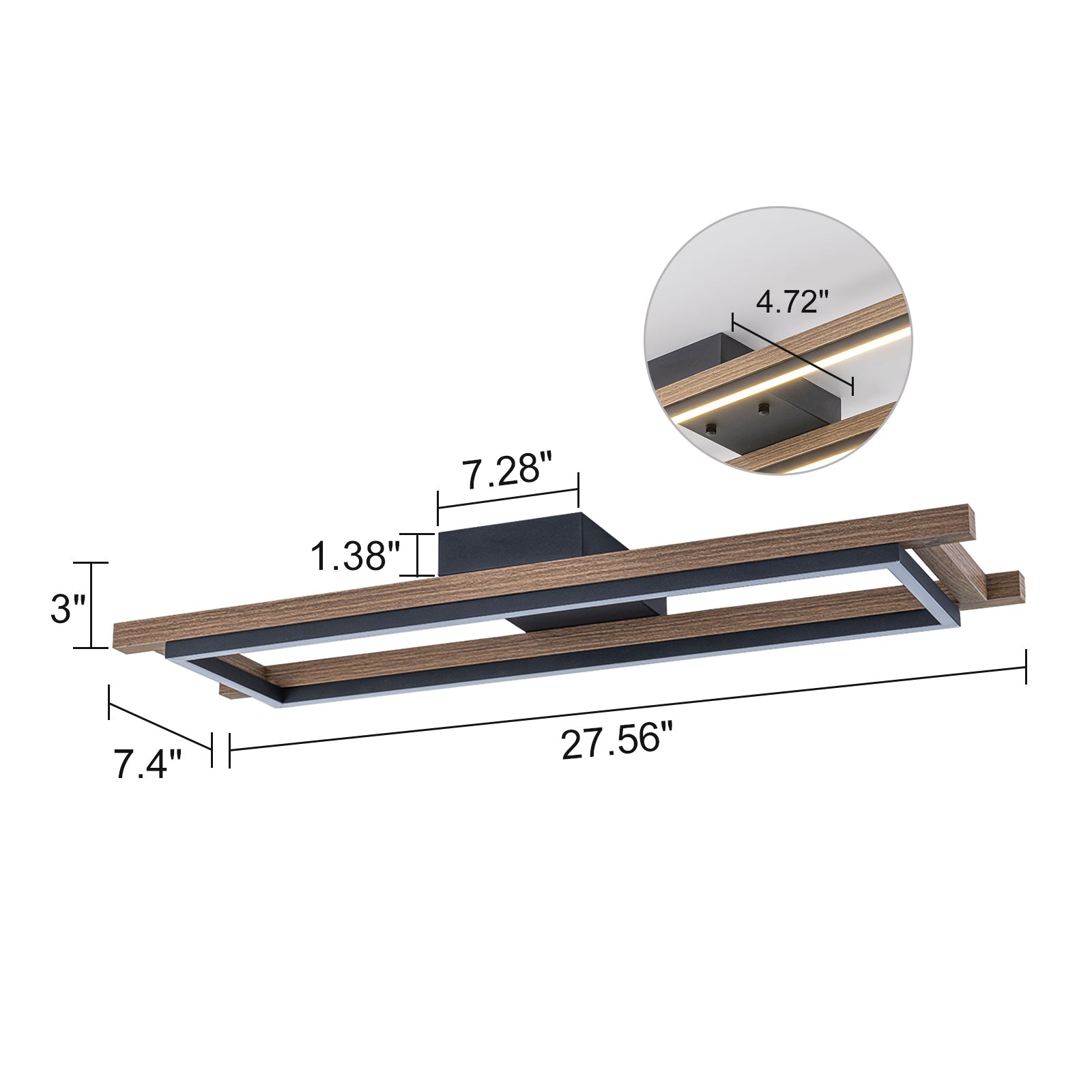 Kavren Wood LED Ceiling Light – Modern Flush Mount Square Minimalist Lighting Fixture