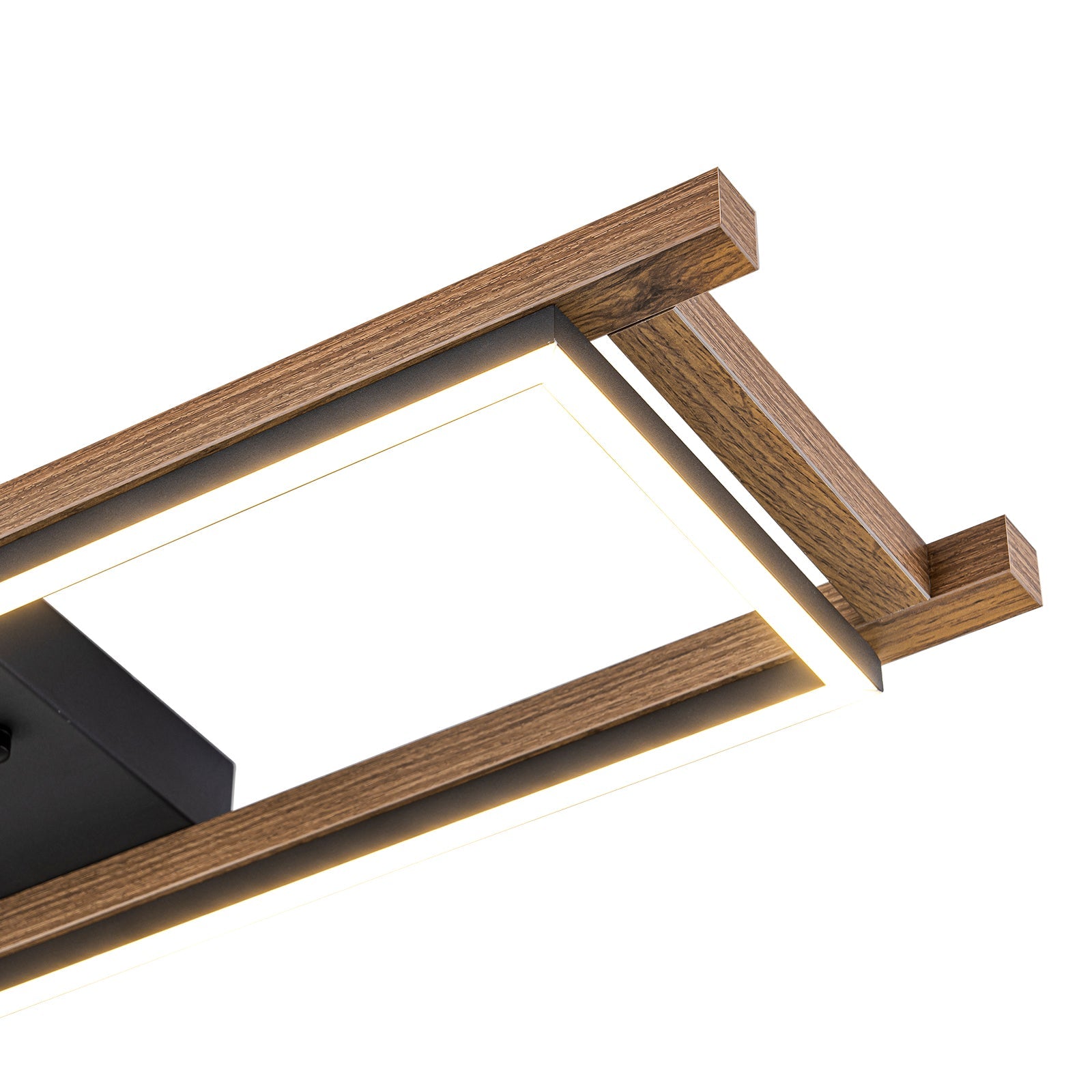 Kavren Wood LED Ceiling Light – Modern Flush Mount Square Minimalist Lighting Fixture